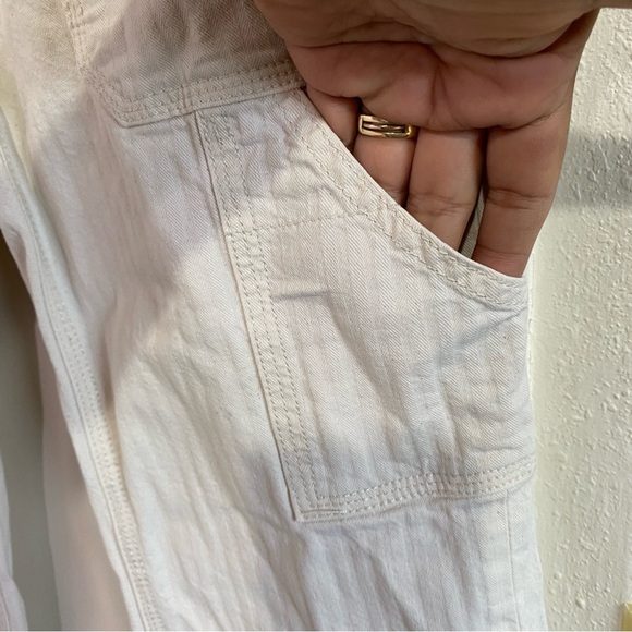 Anthropologie Straight Leg Jeans in Cream Size 26 Cotton Pockets Belt Loops Pant - Picture 6 of 16